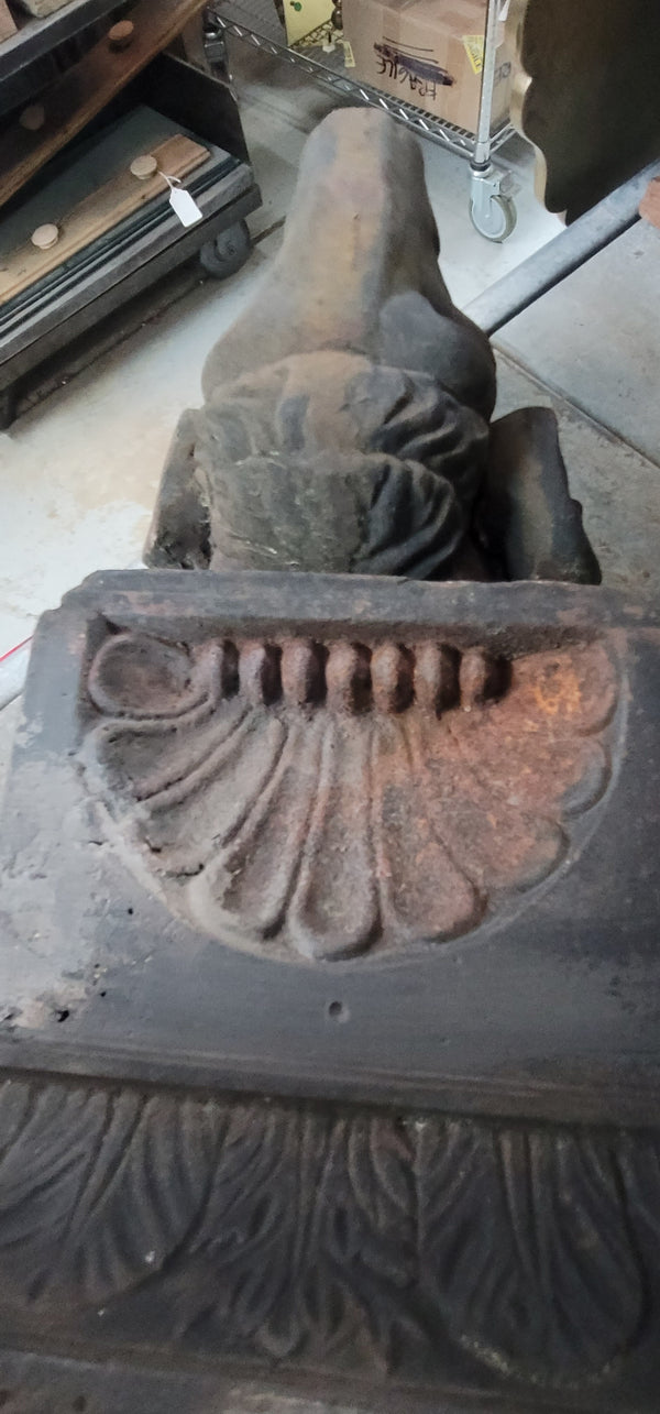 Rare Set of Ornate Cast Iron Rams Head Building Corbels 20" x 11 1/2" GS00576