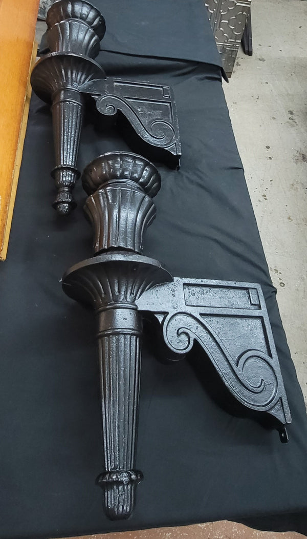 Pair of Huge Restored Cast Iron Sconces 30" x 17' x 9" GS00508
