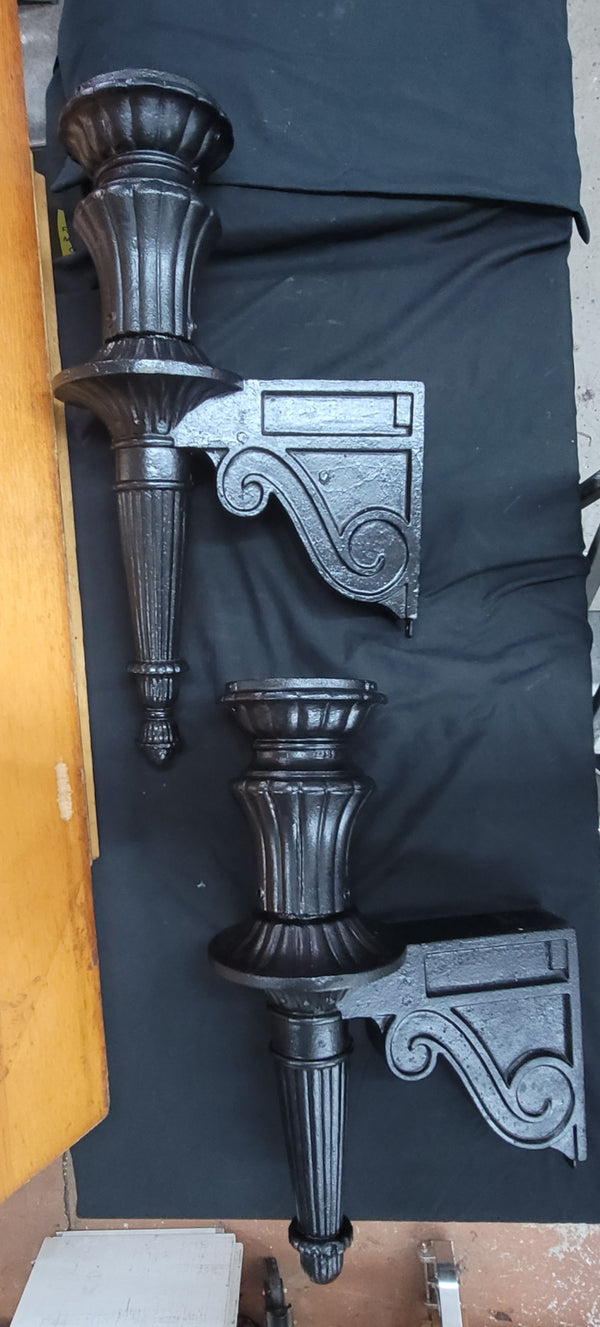 Pair of Huge Restored Cast Iron Sconces 30" x 17' x 9" GS00508