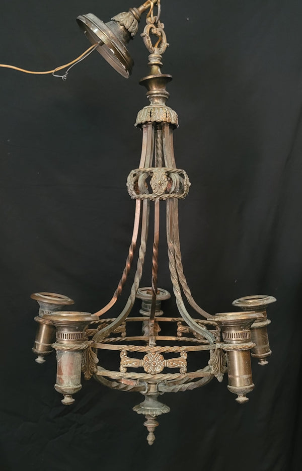 Ornate Brass 5 Light Gothic Inspired Chandelier 34" T x 22" GS00509