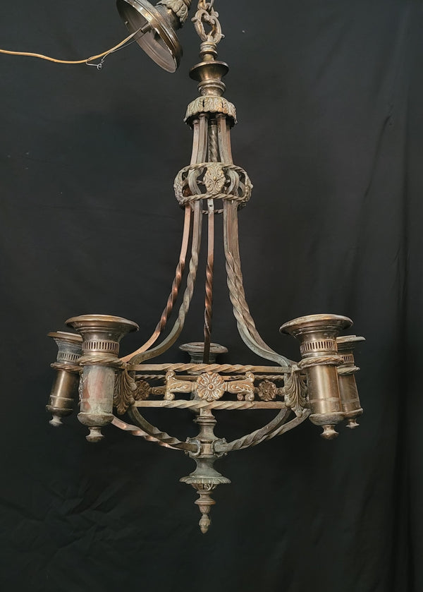 Ornate Brass 5 Light Gothic Inspired Chandelier 34" T x 22" GS00509