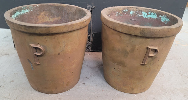 Pair of Custom Made Solid Bronze Heavy Weight Planters 12 1/4" x 12" GS00510