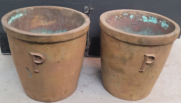 Pair of Custom Made Solid Bronze Heavy Weight Planters 12 1/4" x 12" GS00510