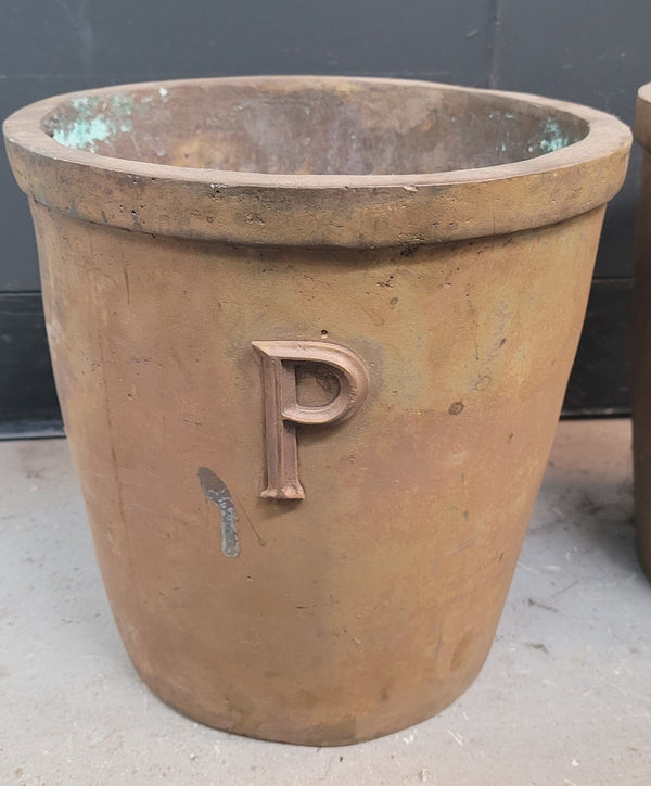 Pair of Custom Made Solid Bronze Heavy Weight Planters 12 1/4" x 12" GS00510