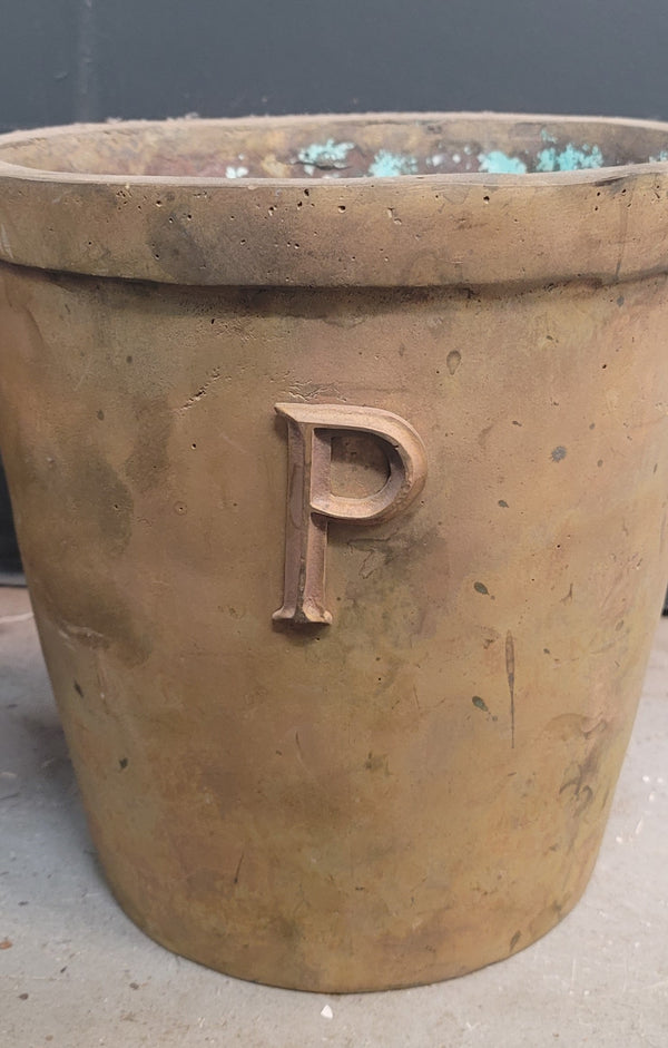 Pair of Custom Made Solid Bronze Heavy Weight Planters 12 1/4" x 12" GS00510