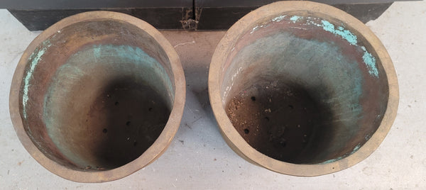Pair of Custom Made Solid Bronze Heavy Weight Planters 12 1/4" x 12" GS00510