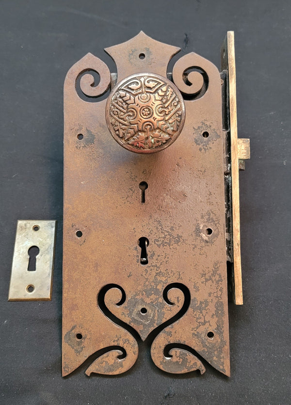 Large Norwalk Mortice Lock Set w/ Ornate Knobs Back Plate & More GA4181