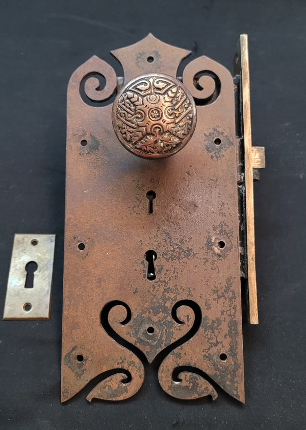 Large Norwalk Mortice Lock Set w/ Ornate Knobs Back Plate & More GA4181