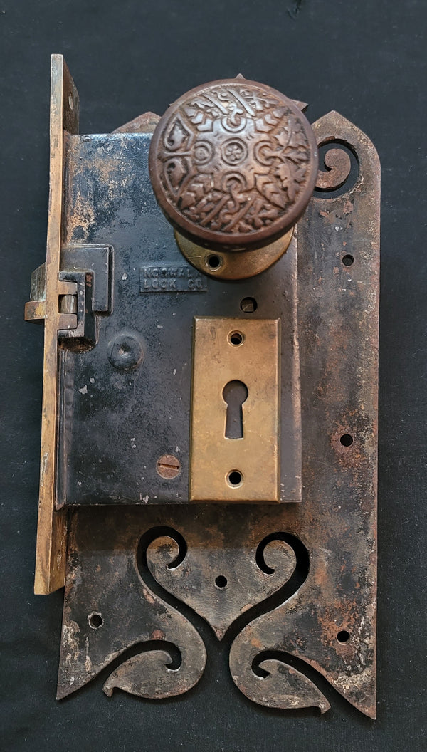 Large Norwalk Mortice Lock Set w/ Ornate Knobs Back Plate & More GA4181