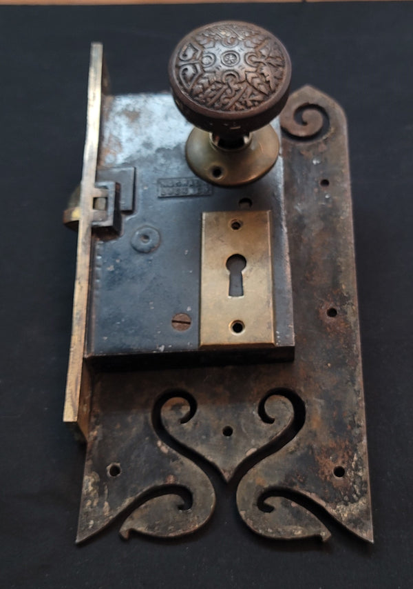 Large Norwalk Mortice Lock Set w/ Ornate Knobs Back Plate & More GA4181