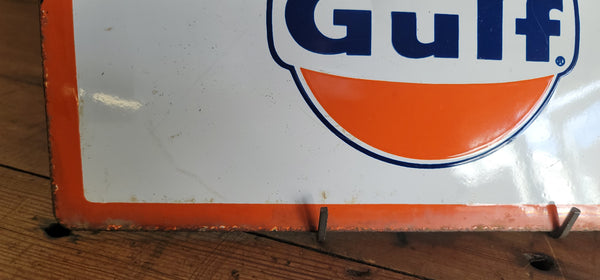 Vintage Porcelain "Good Gulf" Gas & Oil Sign 11 3/8" x 8 5/8" GS00513