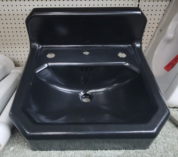 Restored Vintage Black Cast Iron Wall Mounted Sink 20" W x 18" D x 10" T GS00520