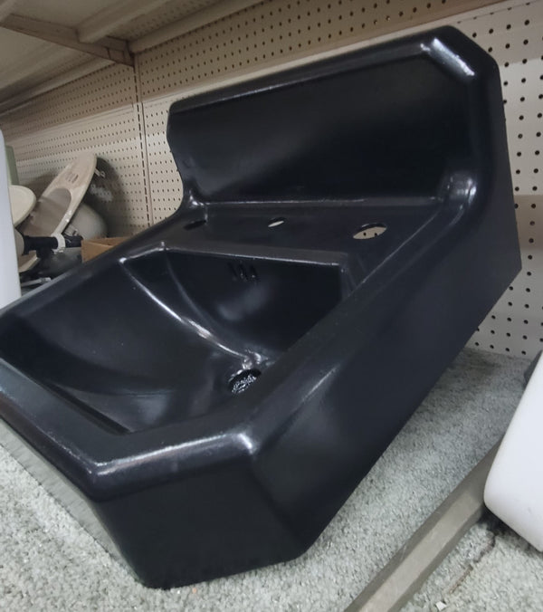 Restored Vintage Black Cast Iron Wall Mounted Sink 20" W x 18" D x 10" T GS00520
