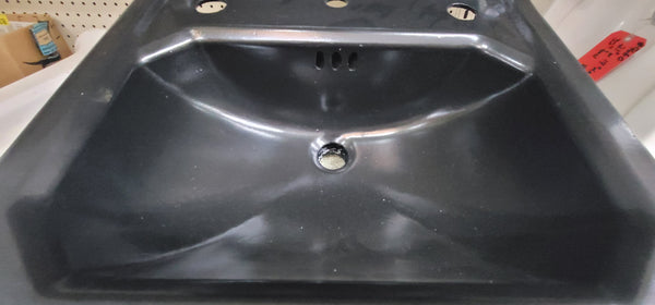 Restored Vintage Black Cast Iron Wall Mounted Sink 20" W x 18" D x 10" T GS00520