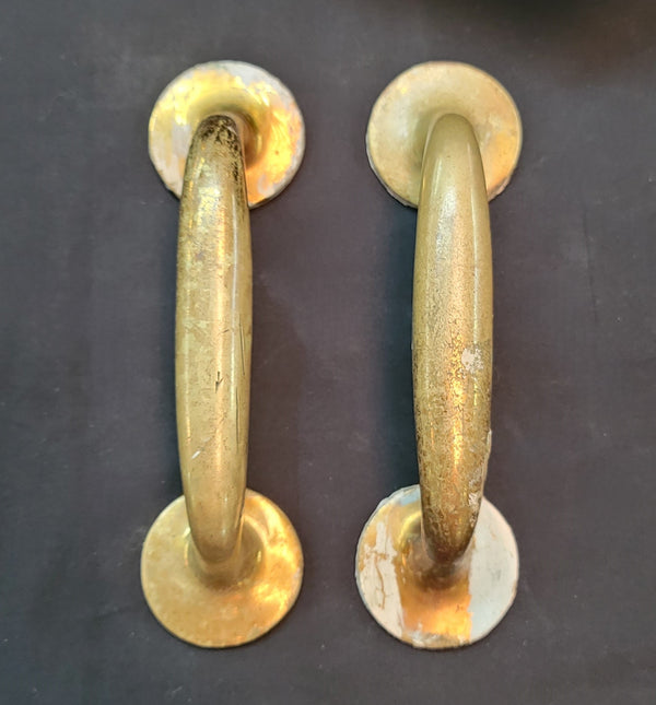 Pair of Vintage Solid Brass Door Handle Pulls 7 5/8" GS00523