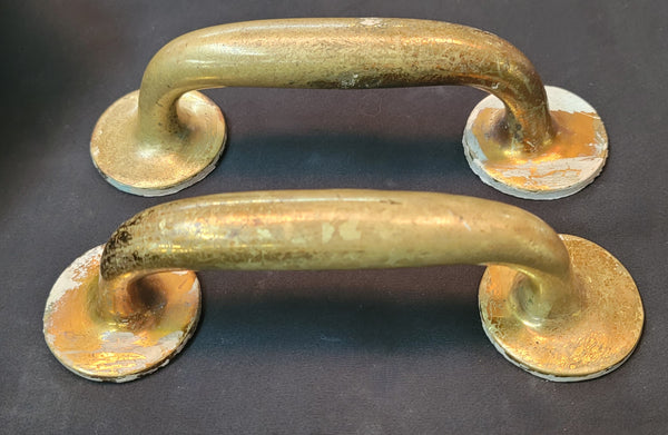 Pair of Vintage Solid Brass Door Handle Pulls 7 5/8" GS00523