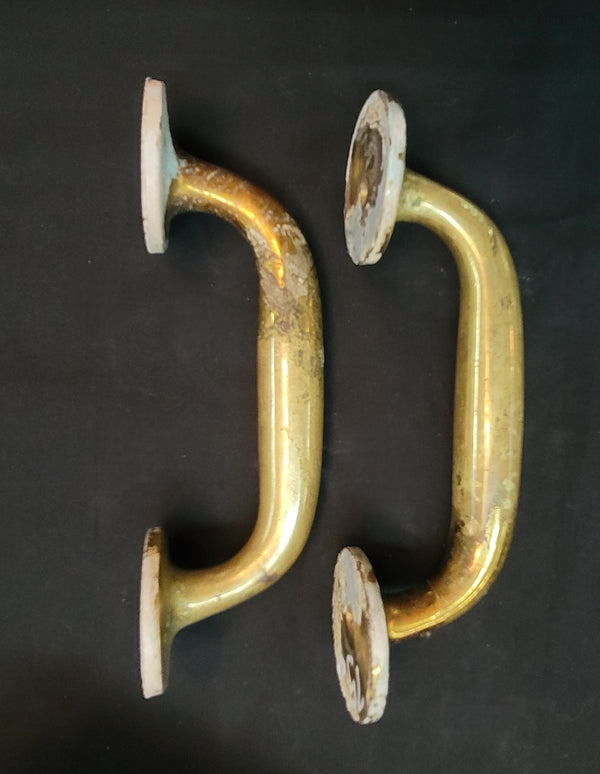 Pair of Vintage Solid Brass Door Handle Pulls 7 5/8" GS00523
