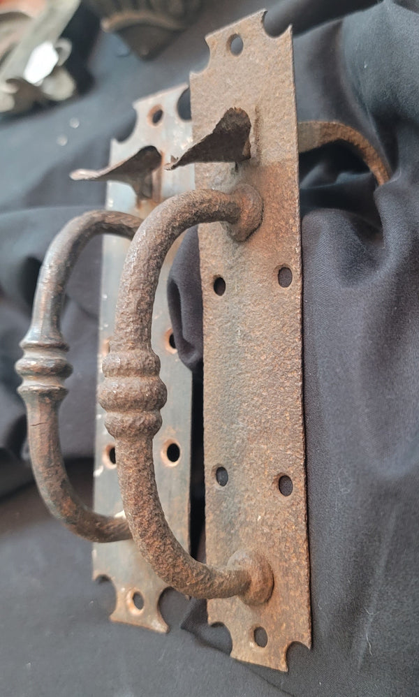 Pair of Cast Iron Matching Door Pulls with Thumb Latches 7 1/2" T GS00525