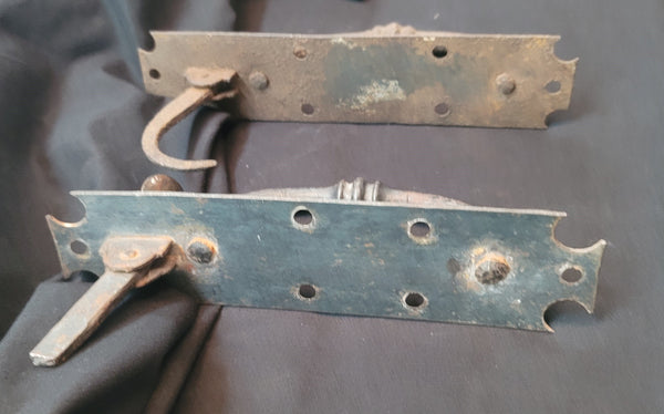 Pair of Cast Iron Matching Door Pulls with Thumb Latches 7 1/2" T GS00525