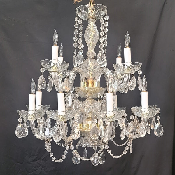 Ornate 12 Light  Two Tier Crystal Prism Chandelier 24" T x 24" W GS00562
