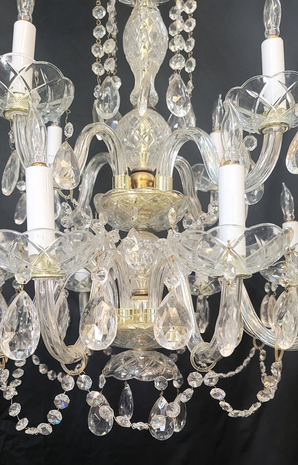 Ornate 12 Light  Two Tier Crystal Prism Chandelier 24" T x 24" W GS00562