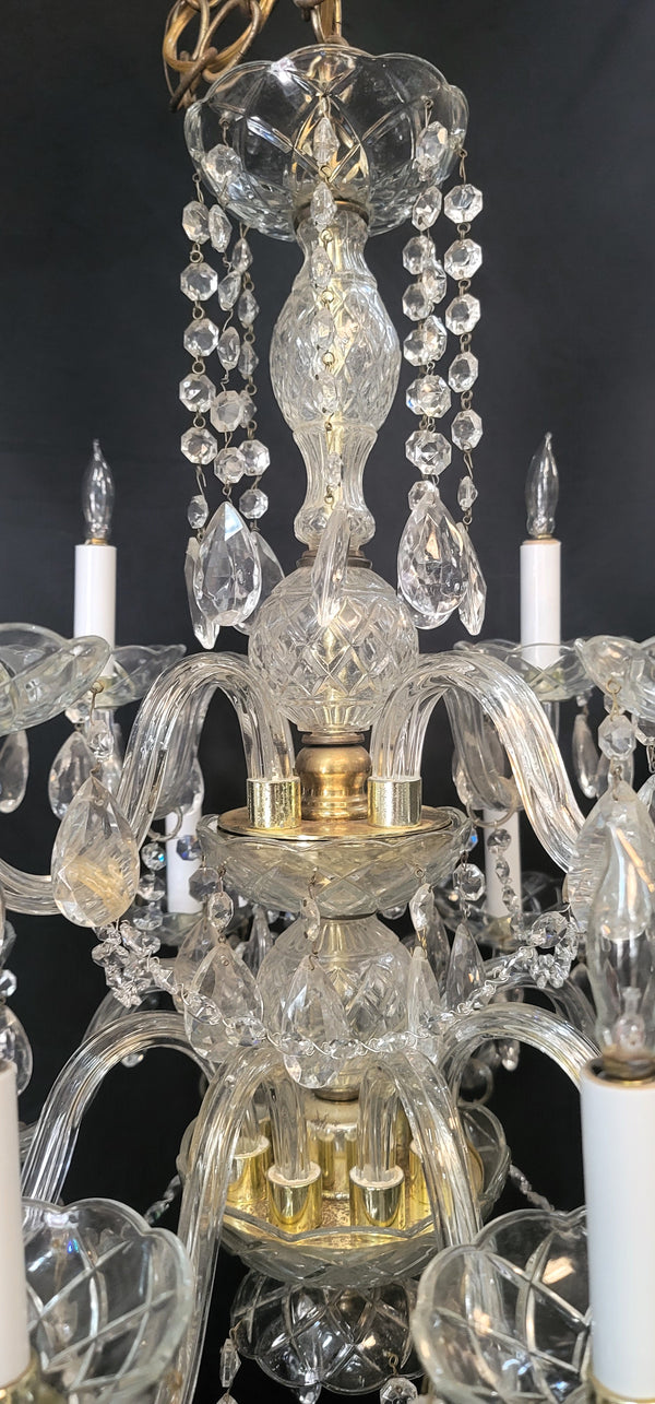 Ornate 12 Light  Two Tier Crystal Prism Chandelier 24" T x 24" W GS00562