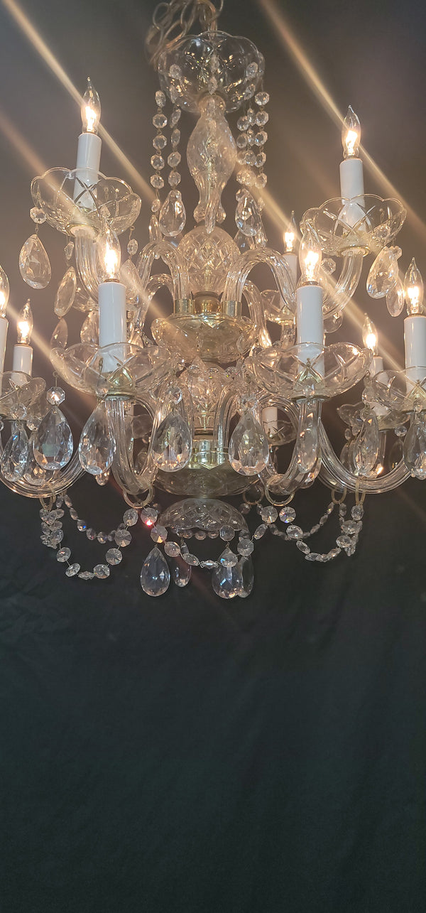 Ornate 12 Light  Two Tier Crystal Prism Chandelier 24" T x 24" W GS00562