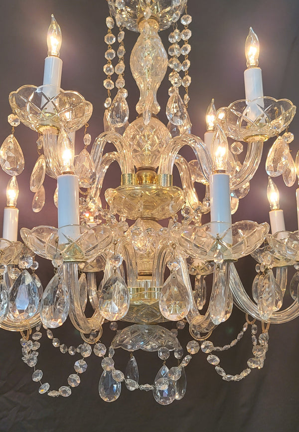 Ornate 12 Light  Two Tier Crystal Prism Chandelier 24" T x 24" W GS00562