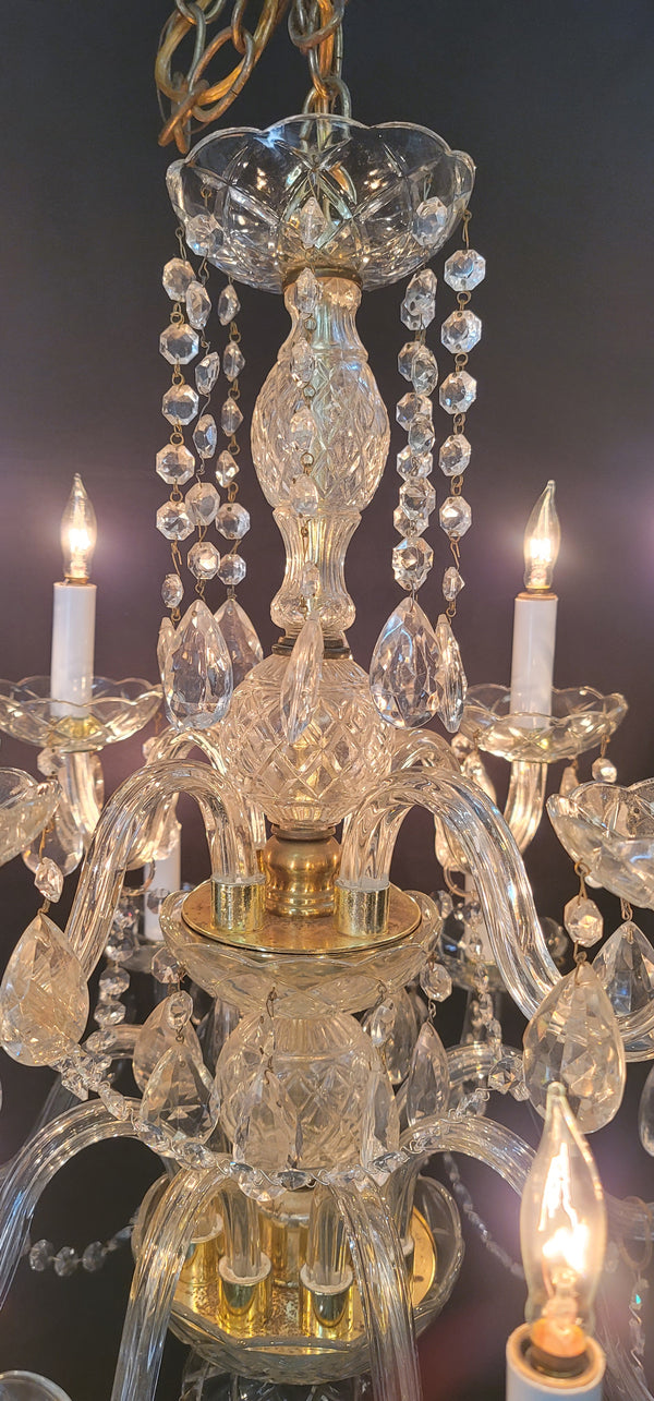 Ornate 12 Light  Two Tier Crystal Prism Chandelier 24" T x 24" W GS00562