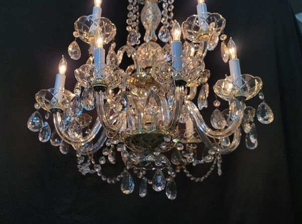 Ornate 12 Light  Two Tier Crystal Prism Chandelier 24" T x 24" W GS00562