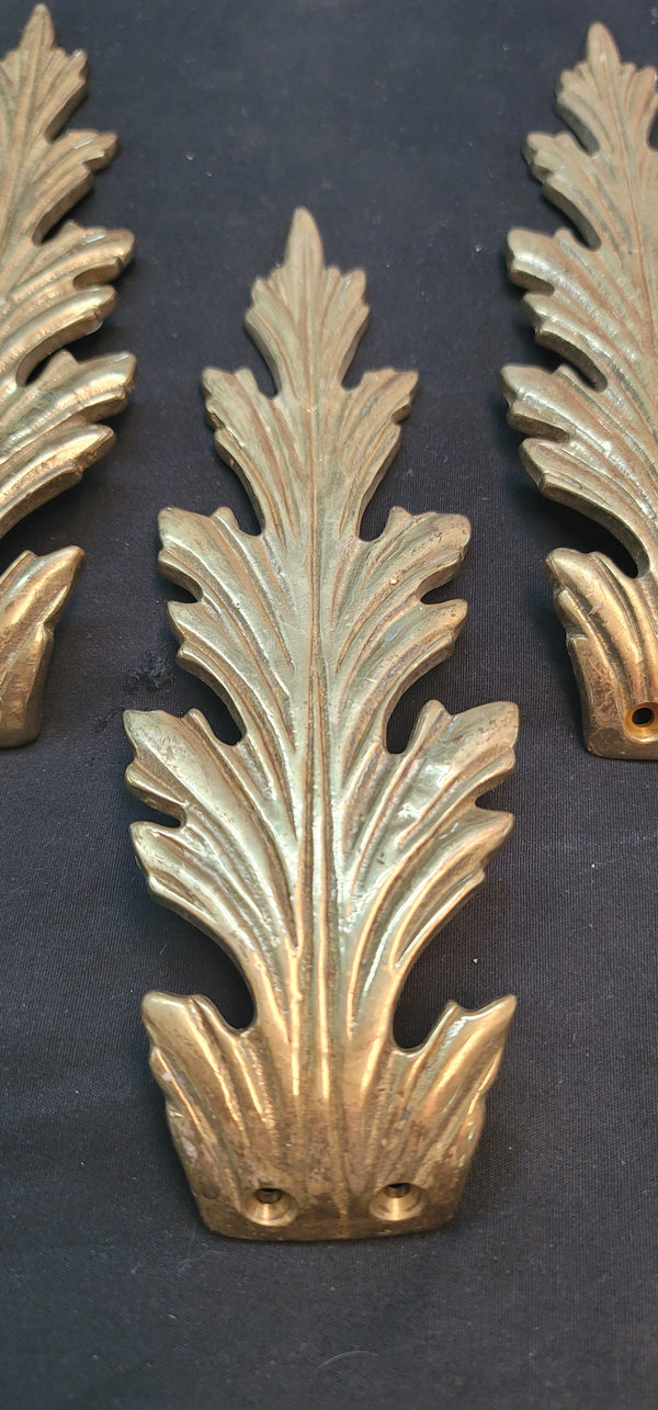 6 Solid Brass Leaf Design Drapery Tie Backs 8 3/8" x 2 5/8" GS00564