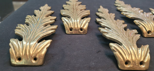 6 Solid Brass Leaf Design Drapery Tie Backs 8 3/8" x 2 5/8" GS00564