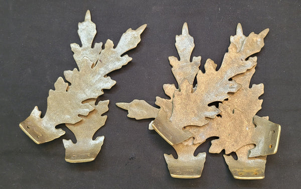 6 Solid Brass Leaf Design Drapery Tie Backs 8 3/8" x 2 5/8" GS00564