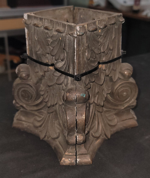 4 Piece Decorative Solid Bronze Column or Post Bracket 6" Sq. x 6 1/8" T GS00565
