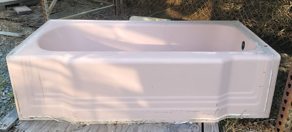 Pink 5' Art Deco Cast Iron Bath Tub w/ Right Drain & Front Apron GS00571