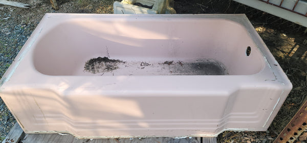 Pink 5' Art Deco Cast Iron Bath Tub w/ Right Drain & Front Apron GS00571