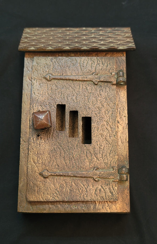 Vintage Solid Brass Wall Mounted Letter Mail Box w/ Top Lid & Front Door GS00575