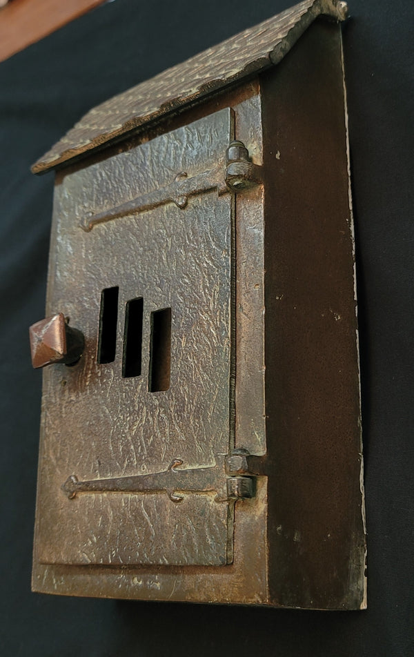 Vintage Solid Brass Wall Mounted Letter Mail Box w/ Top Lid & Front Door GS00575