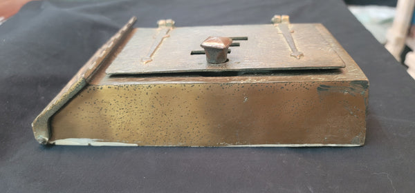 Vintage Solid Brass Wall Mounted Letter Mail Box w/ Top Lid & Front Door GS00575