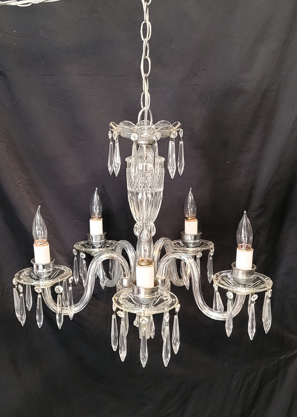 5 Light Crystal Chandelier w/ Diamond Pattern Center 21" x 23" GS00578