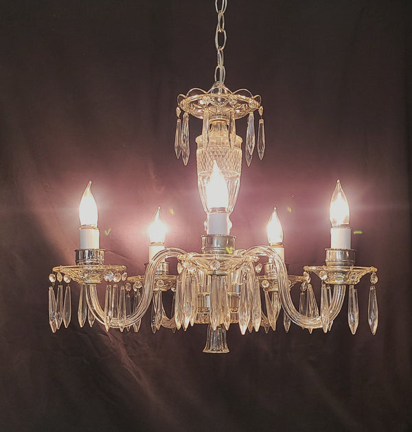 5 Light Crystal Chandelier w/ Diamond Pattern Center 21" x 23" GS00578