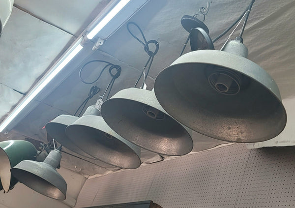 Industrial Gray Galvanized Hard Wired Metal Pan Ceiling Light 14" x 9" GS00753