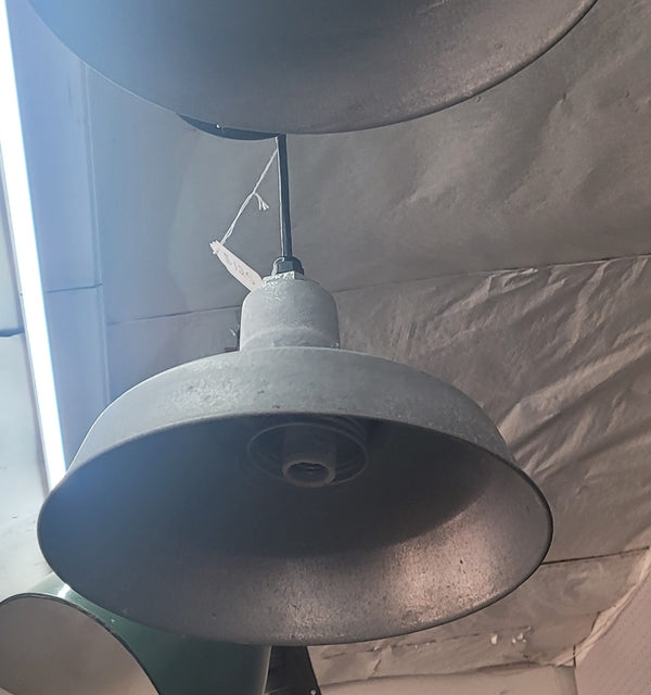 Industrial Gray Galvanized Hard Wired Metal Pan Ceiling Light 14" x 9" GS00753