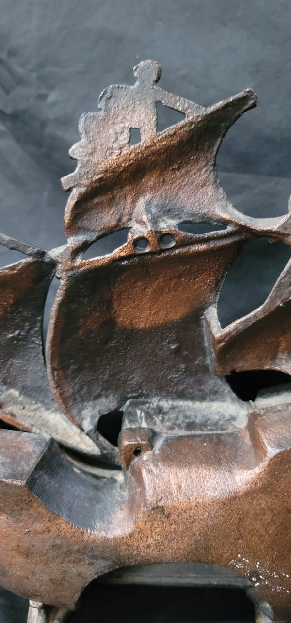 Vintage Cast Iron Galleon Sailing Ship Table Lamp 13" x 11" GS00872