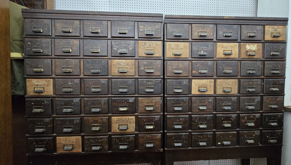 35 Drawer Catalog Bin Cabinet w/ Brass Hardware 47" x 67" x 18" GS00878