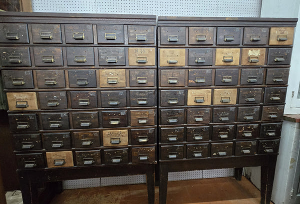 35 Drawer Catalog Bin Cabinet w/ Brass Hardware 47" x 67" x 18" GS00878