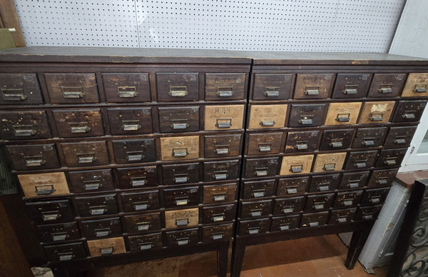 35 Drawer Catalog Bin Cabinet w/ Brass Hardware 47" x 67" x 18" GS00878