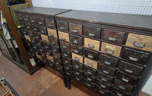 35 Drawer Catalog Bin Cabinet w/ Brass Hardware 47" x 67" x 18" GS00878
