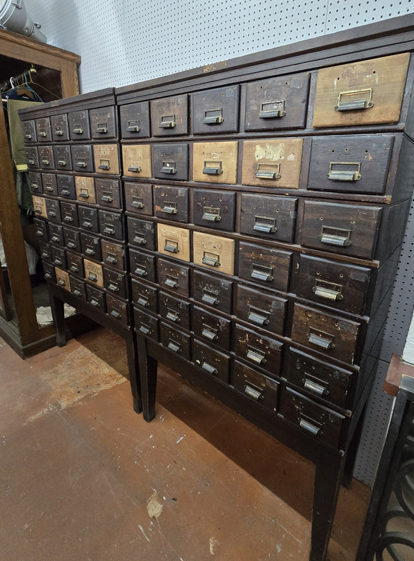 35 Drawer Catalog Bin Cabinet w/ Brass Hardware 47" x 67" x 18" GS00878