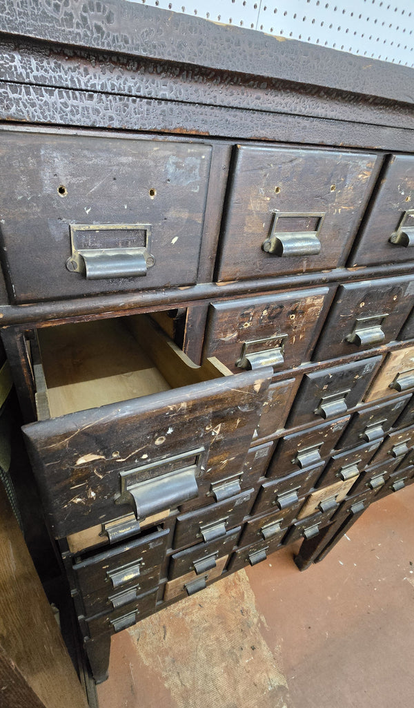 35 Drawer Catalog Bin Cabinet w/ Brass Hardware 47" x 67" x 18" GS00878